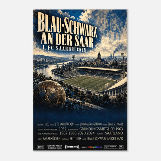 1. FC Saarbrücken Poster „Blau-Schwarz an der Saar“ – 60 × 90 cm, ohne Rahmen