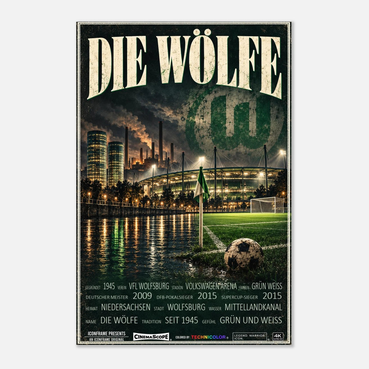 VfL Wolfsburg Poster „Die Wölfe“ – 40 × 60 cm, ohne Rahmen vor hellem Hintergrund