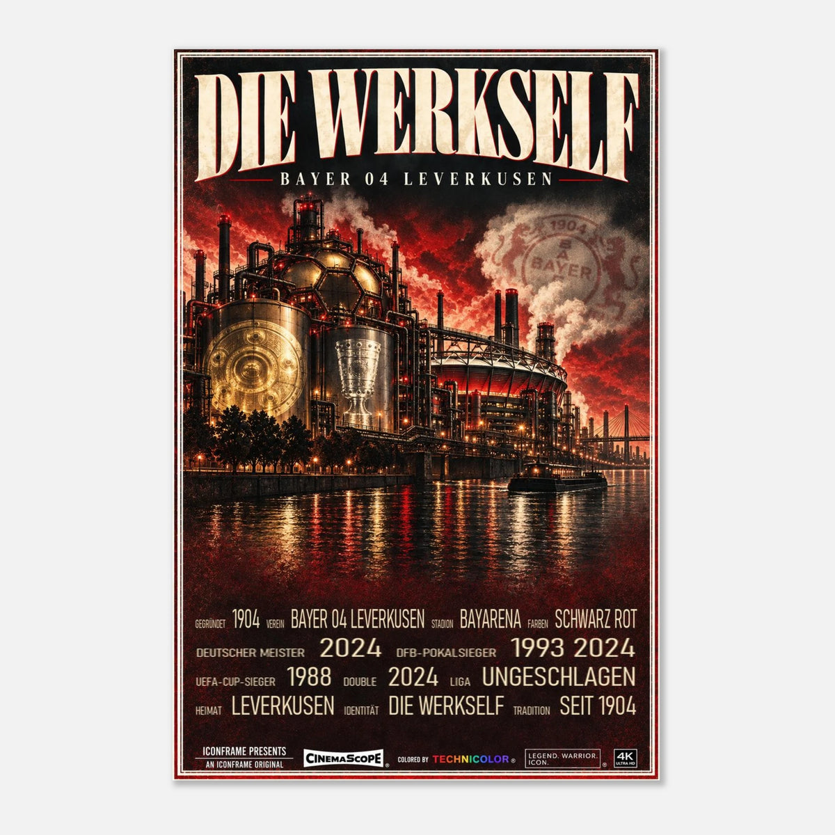 Bayer 04 Leverkusen Poster „Die Werkself“ – 60 × 90 cm, ohne Rahmen vor hellem Hintergrund