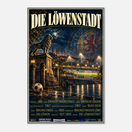 Eintracht Braunschweig Poster „Die Löwenstadt“ – 60 × 90 cm, ohne Rahmen vor hellem Hintergrund