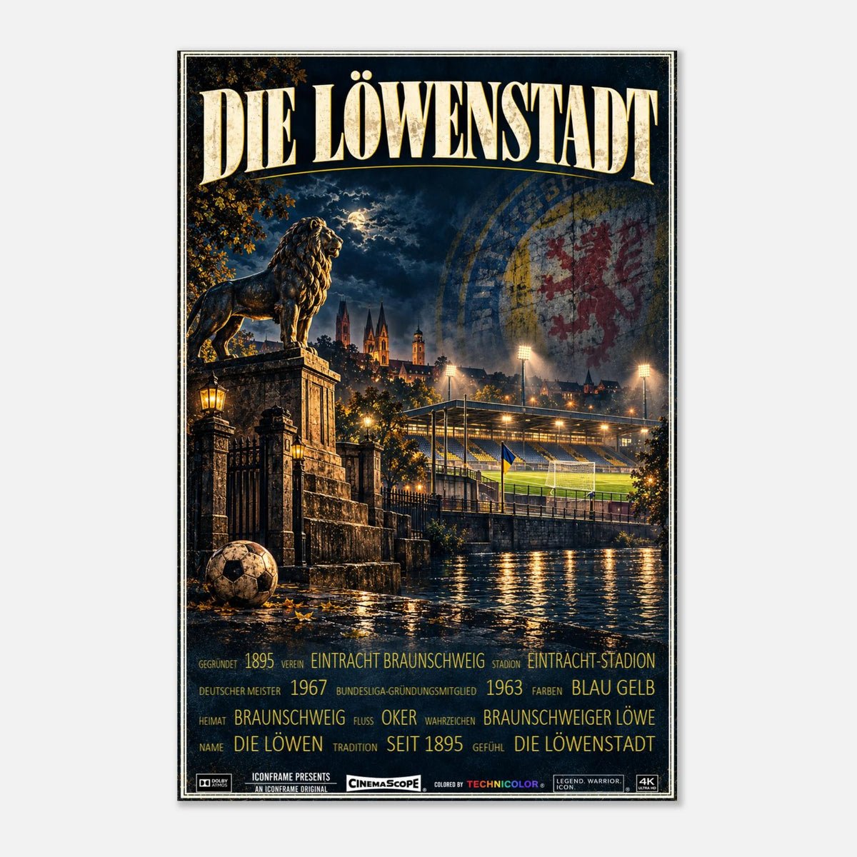 Eintracht Braunschweig Poster „Die Löwenstadt“ – 40 × 60 cm, ohne Rahmen vor hellem Hintergrund
