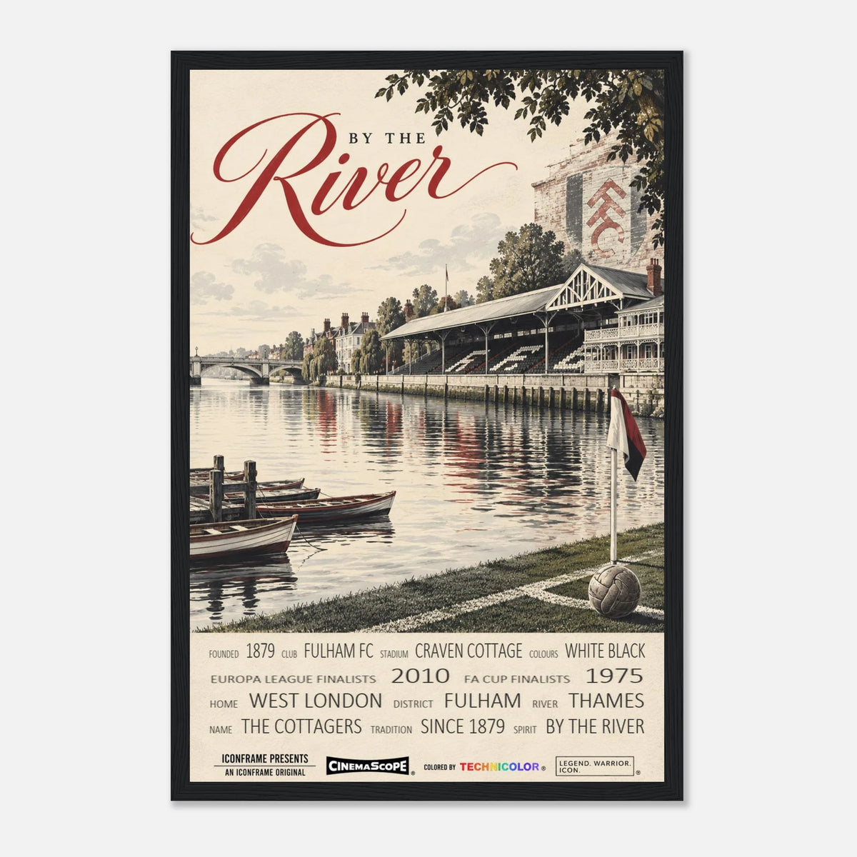 Fulham Poster „By the River“ – 30 × 45 cm, mit schwarzem Holzrahmen vor hellem Hintergrund