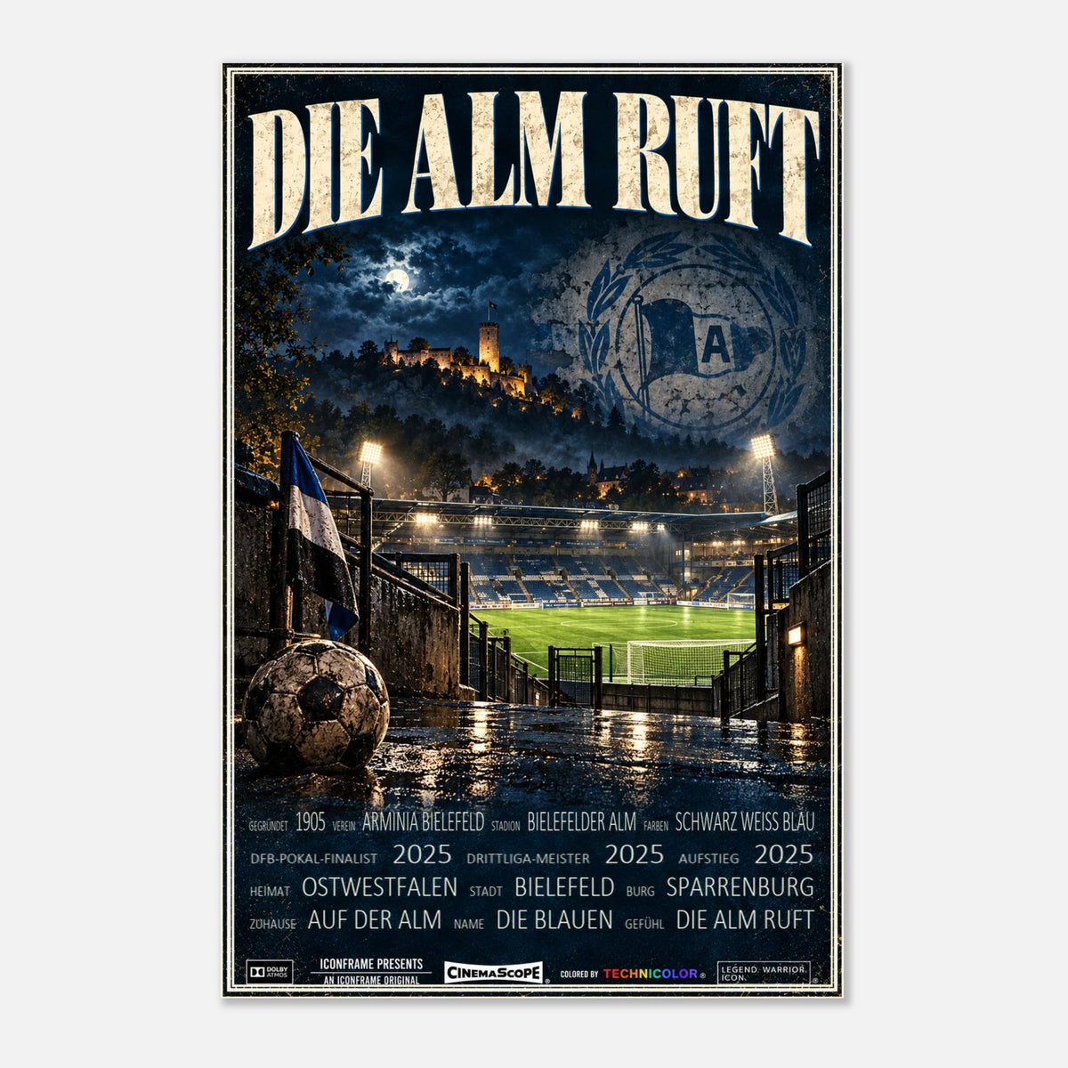 Arminia Bielefeld Poster „Die Alm ruft“ – 60 × 90 cm, ohne Rahmen vor hellem Hintergrund