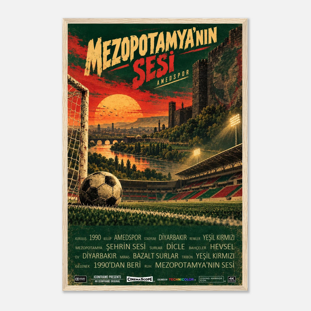 Amed SFK Poster „Mezopotamya’nın Sesi“ – 40 × 60 cm, mit naturfarbenem Holzrahmen
