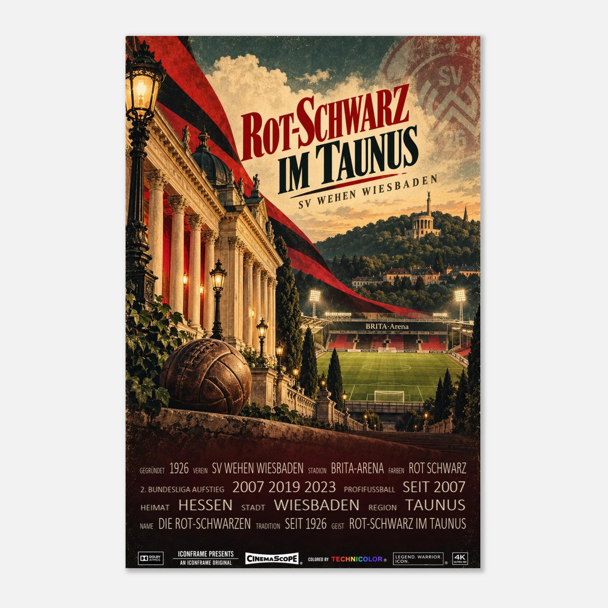 SV Wehen Wiesbaden Poster „Rot-Schwarz im Taunus“ – 30 × 45 cm, ohne Rahmen