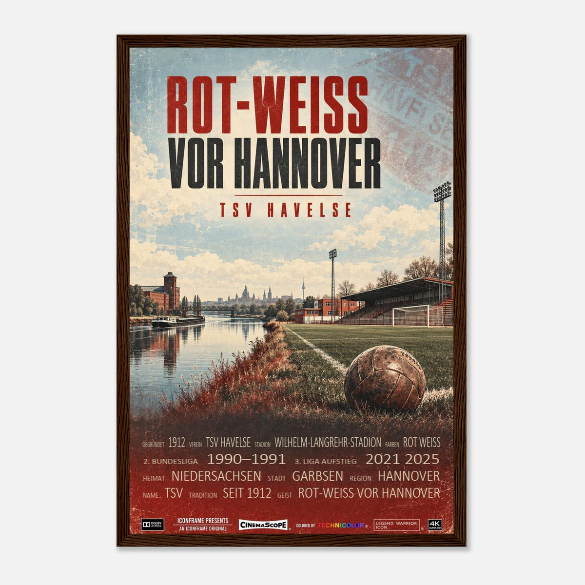 TSV Havelse Poster „Rot-Weiss vor Hannover“ – 30 × 45 cm, mit dunkelbraunem Holzrahmen