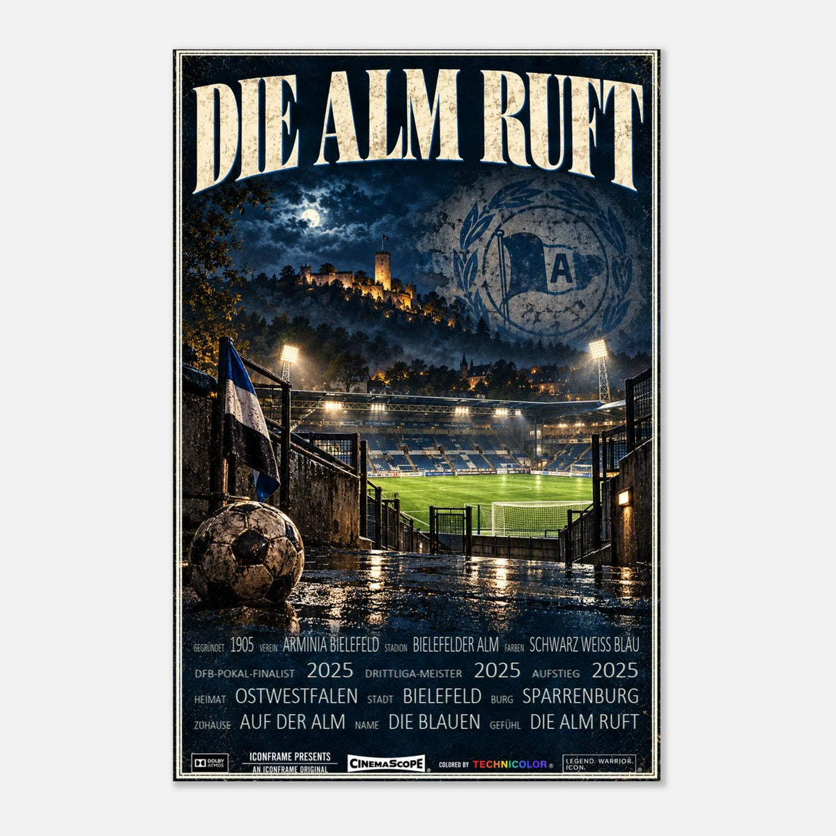 Arminia Bielefeld Poster „Die Alm ruft“ – 40 × 60 cm, ohne Rahmen vor hellem Hintergrund