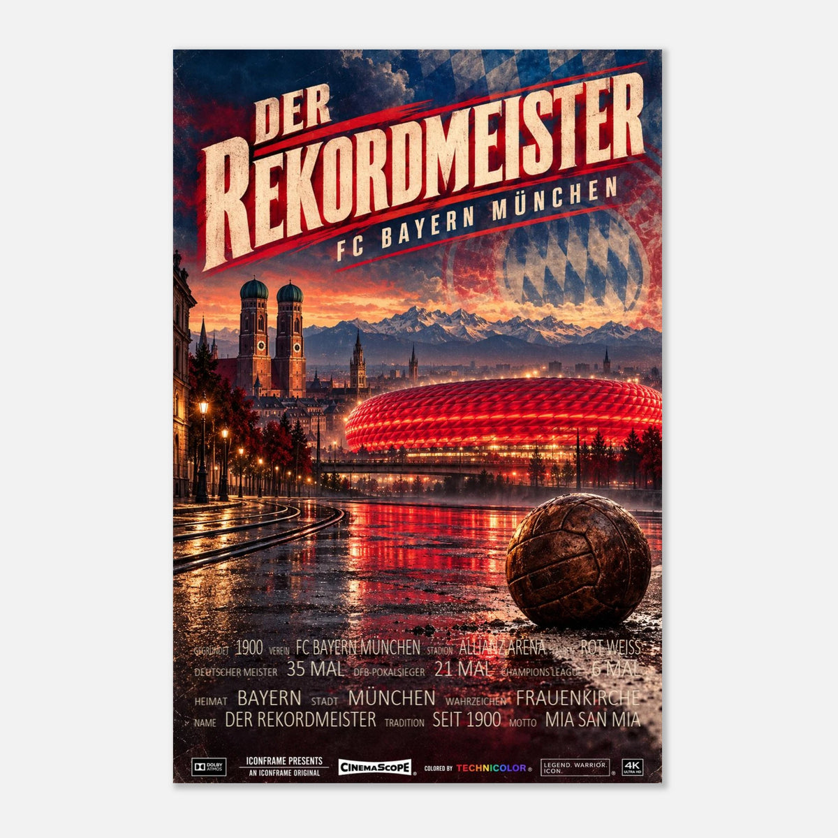 Bayern München Poster „Der Rekordmeister“ – 40 × 60 cm, ohne Rahmen