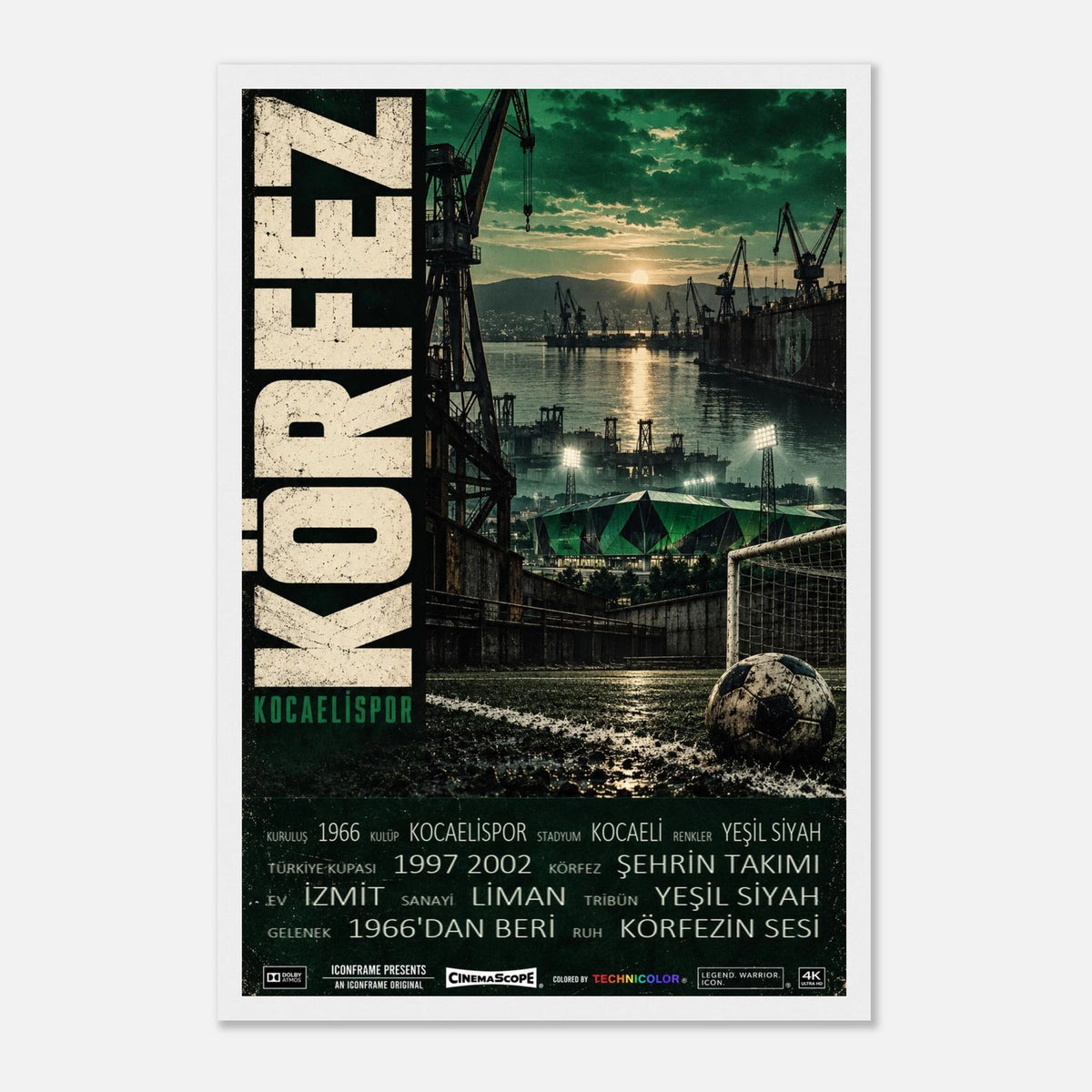 Kocaelispor Poster „Körfez“ – 30 × 45 cm, mit weißem Holzrahmen