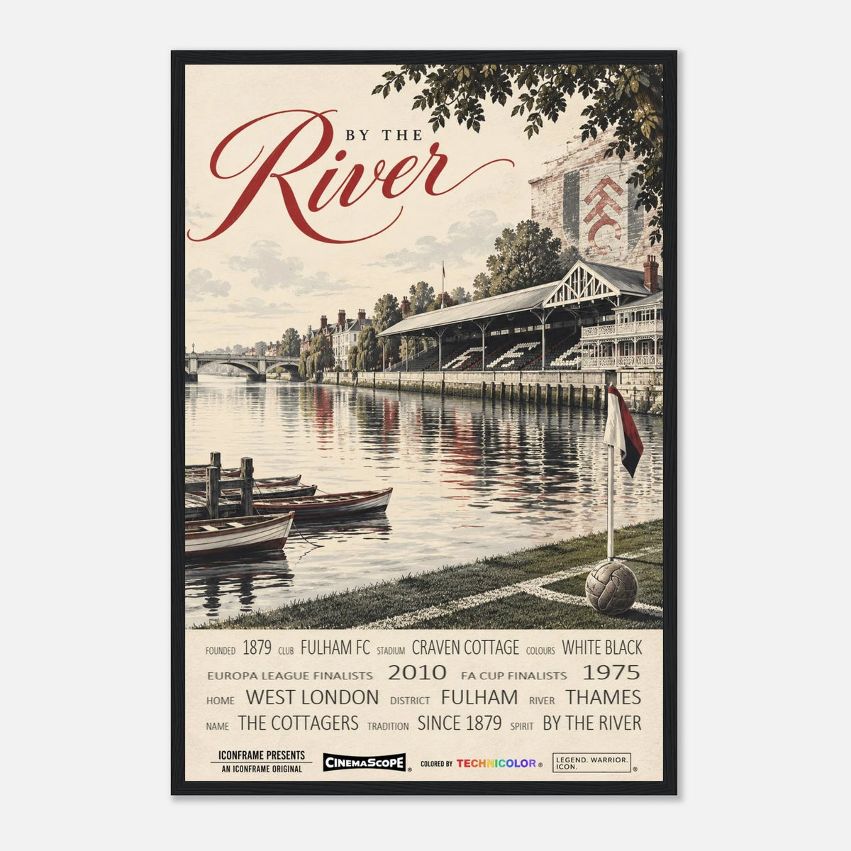 Fulham Poster „By the River“ – 40 × 60 cm, mit schwarzem Holzrahmen vor hellem Hintergrund