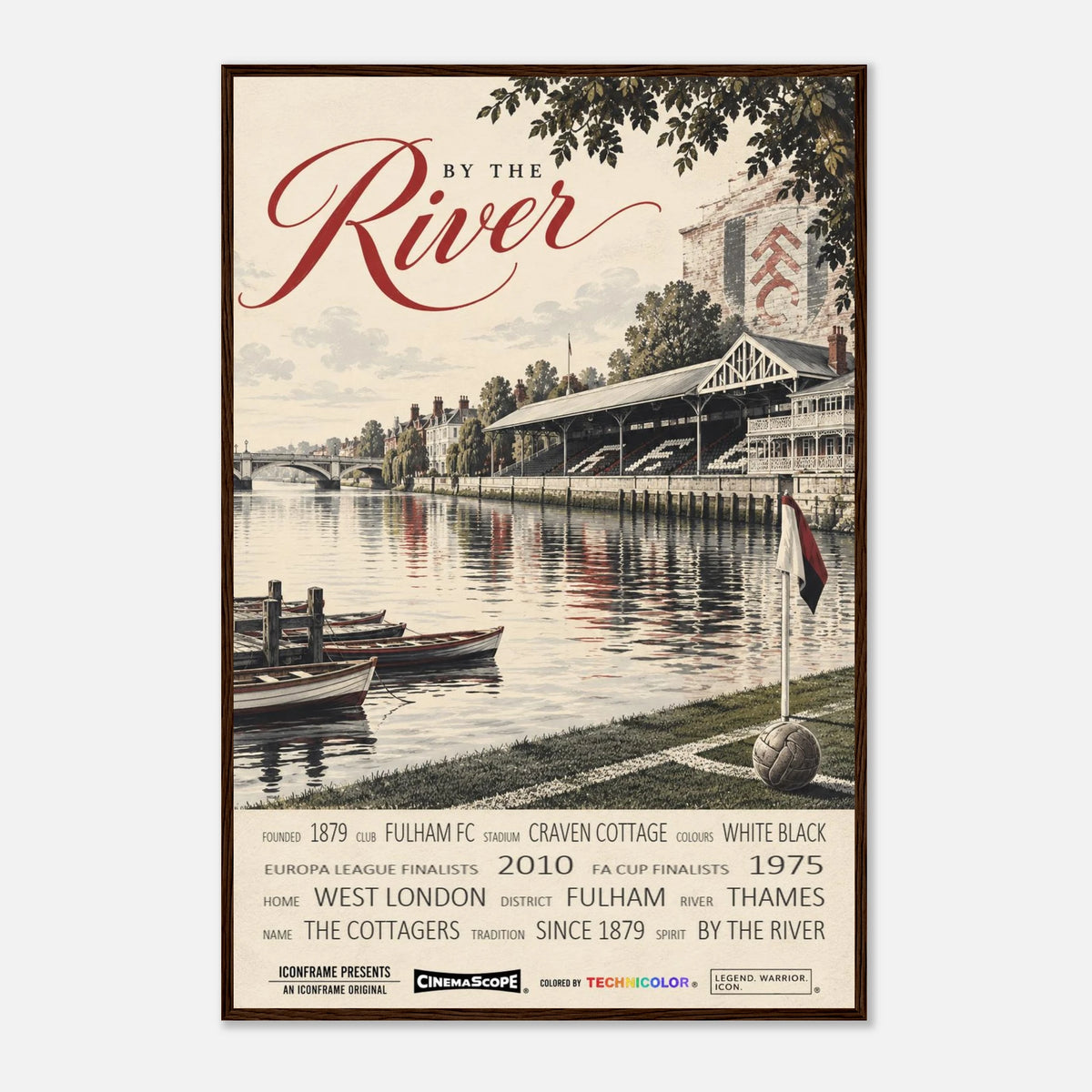 Fulham Poster „By the River“ – 60 × 90 cm, mit dunkelbraunem Holzrahmen vor hellem Hintergrund