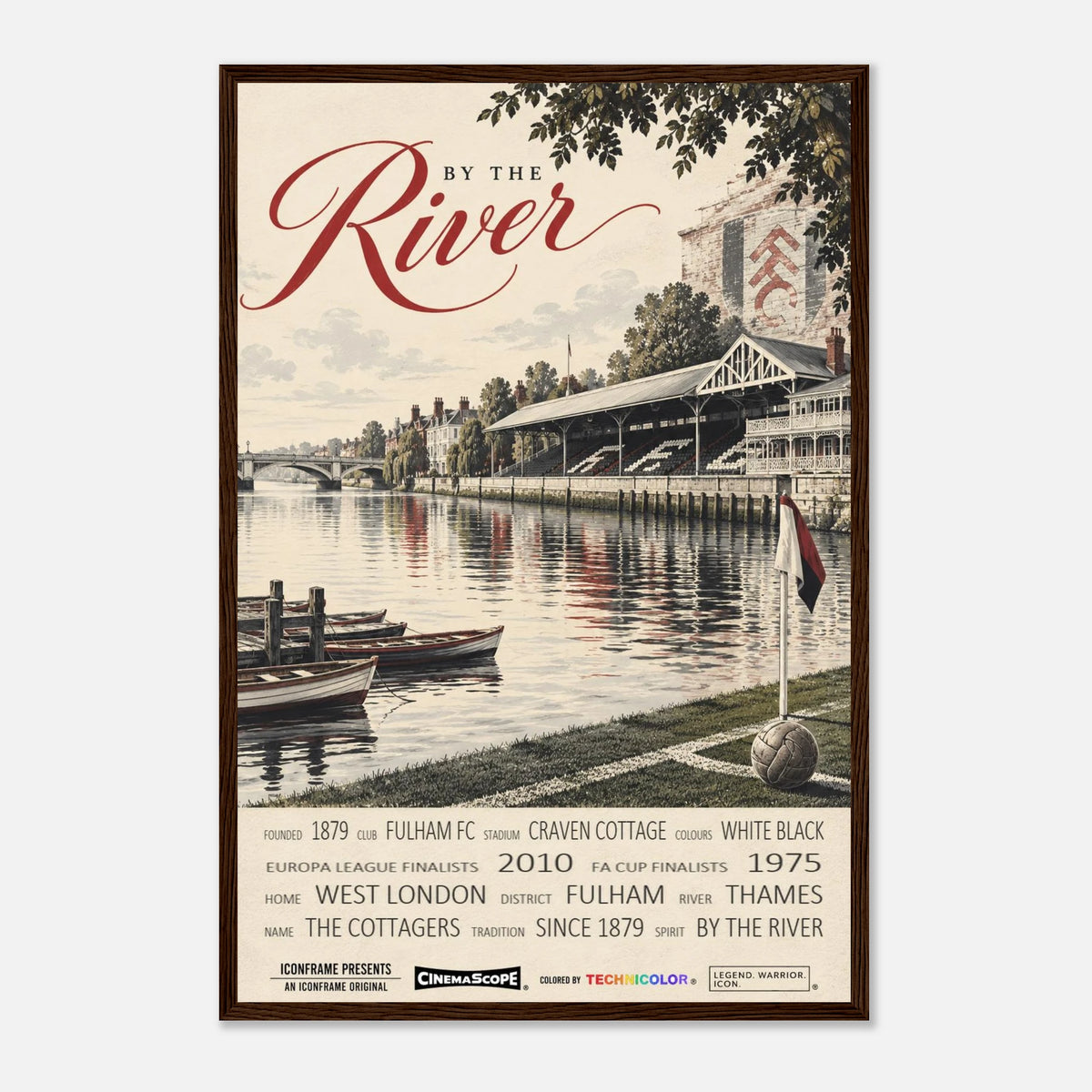 Fulham Poster „By the River“ – 40 × 60 cm, mit dunkelbraunem Holzrahmen vor hellem Hintergrund