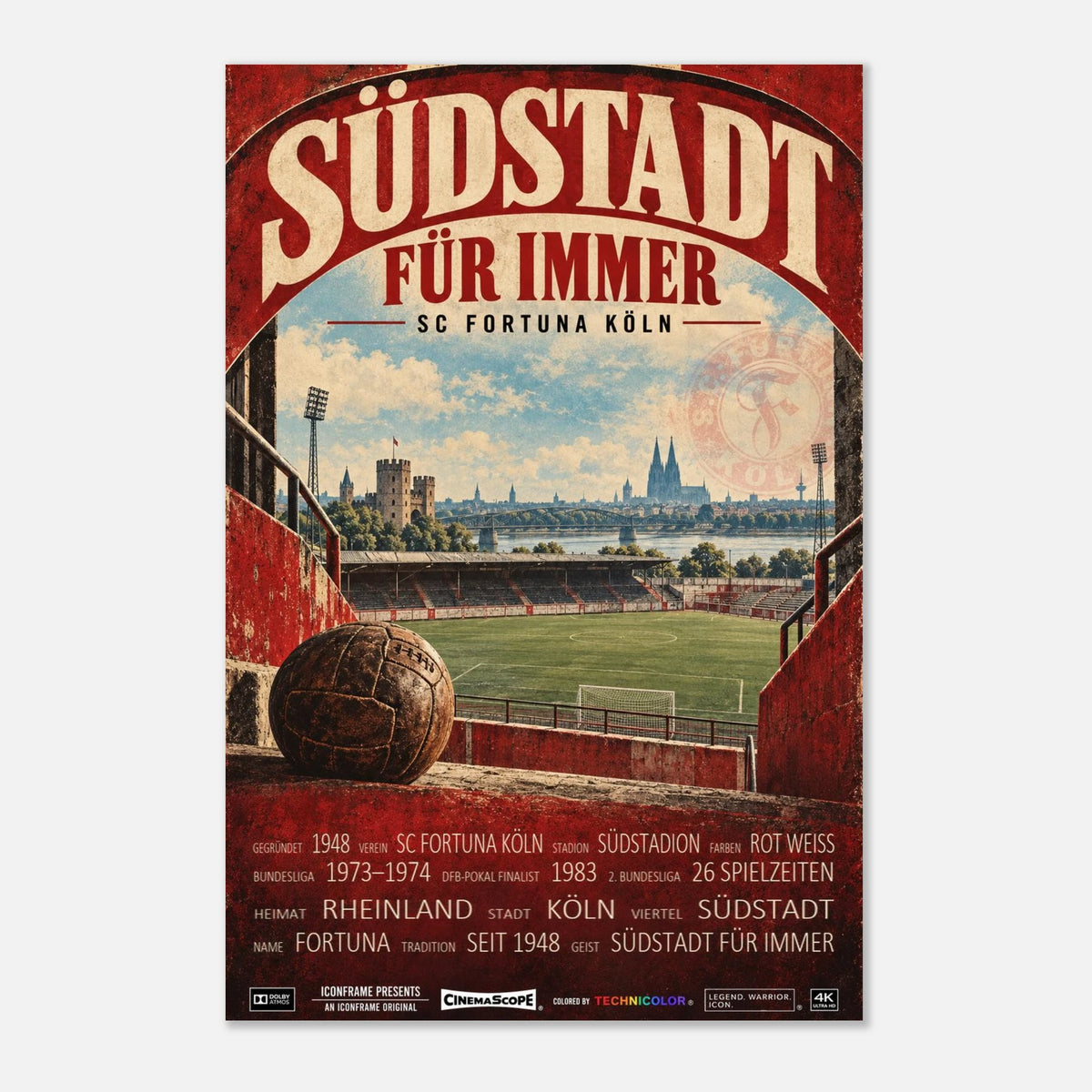 SC Fortuna Köln Poster „Südstadt für immer“ – 40 × 60 cm, ohne Rahmen
