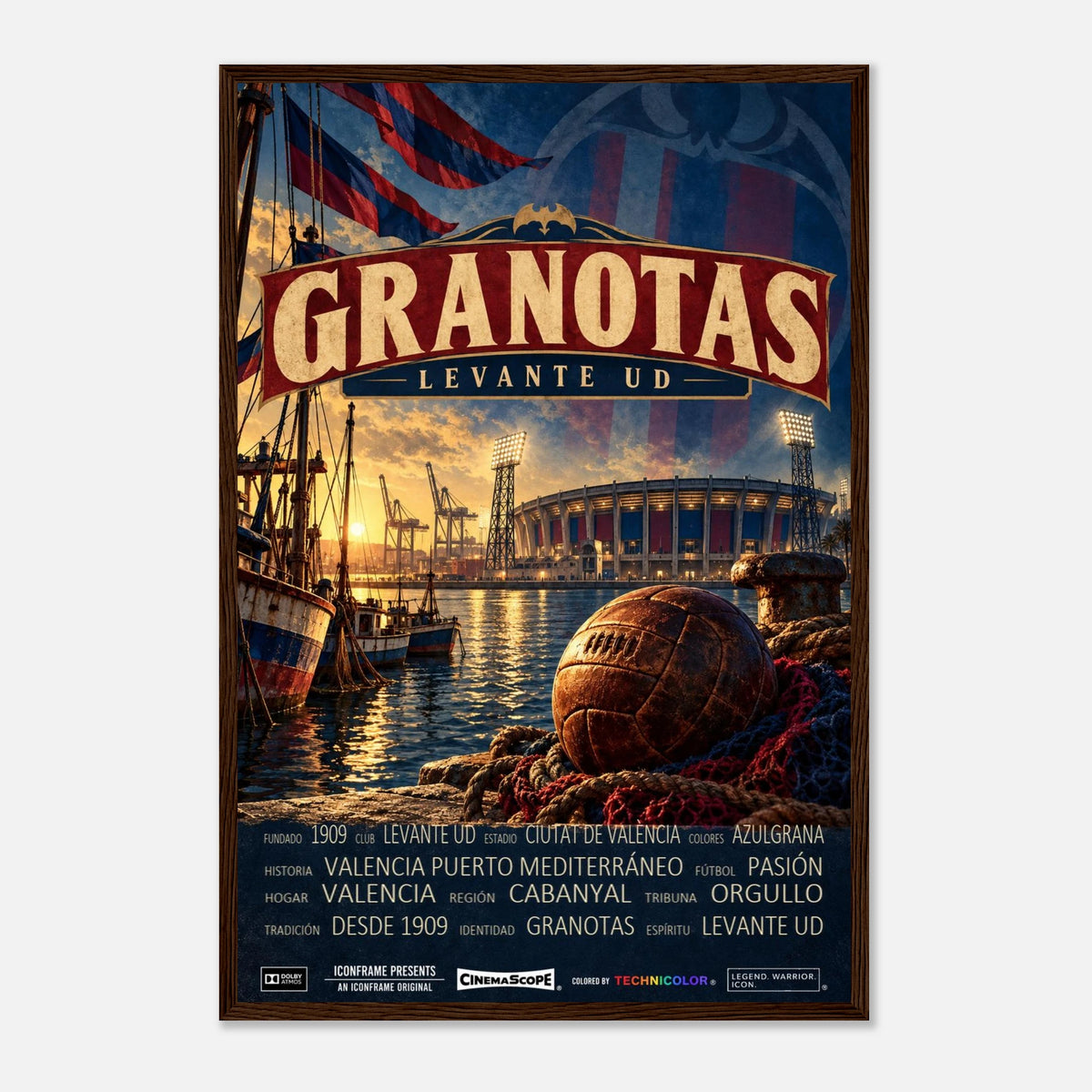 Levante UD Poster „Granotas“ – 40 × 60 cm, mit dunkelbraunem Holzrahmen vor hellem Hintergrund
