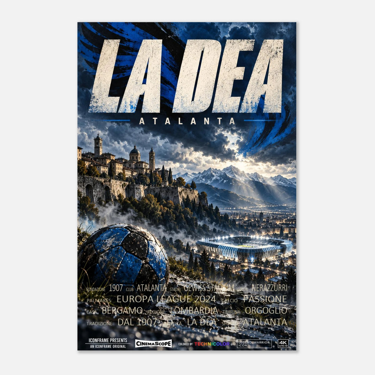 Atalanta Bergamo Poster „La Dea“ – 30 × 45 cm, ohne Rahmen vor hellem Hintergrund