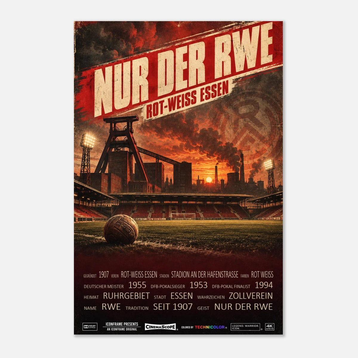 Rot-Weiss Essen Poster „Nur der RWE“ – 60 × 90 cm, ohne Rahmen