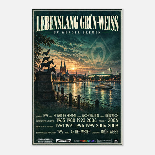 Werder Bremen Poster „Lebenslang Grün-Weiß“ – 60 × 90 cm, ohne Rahmen vor hellem Hintergrund