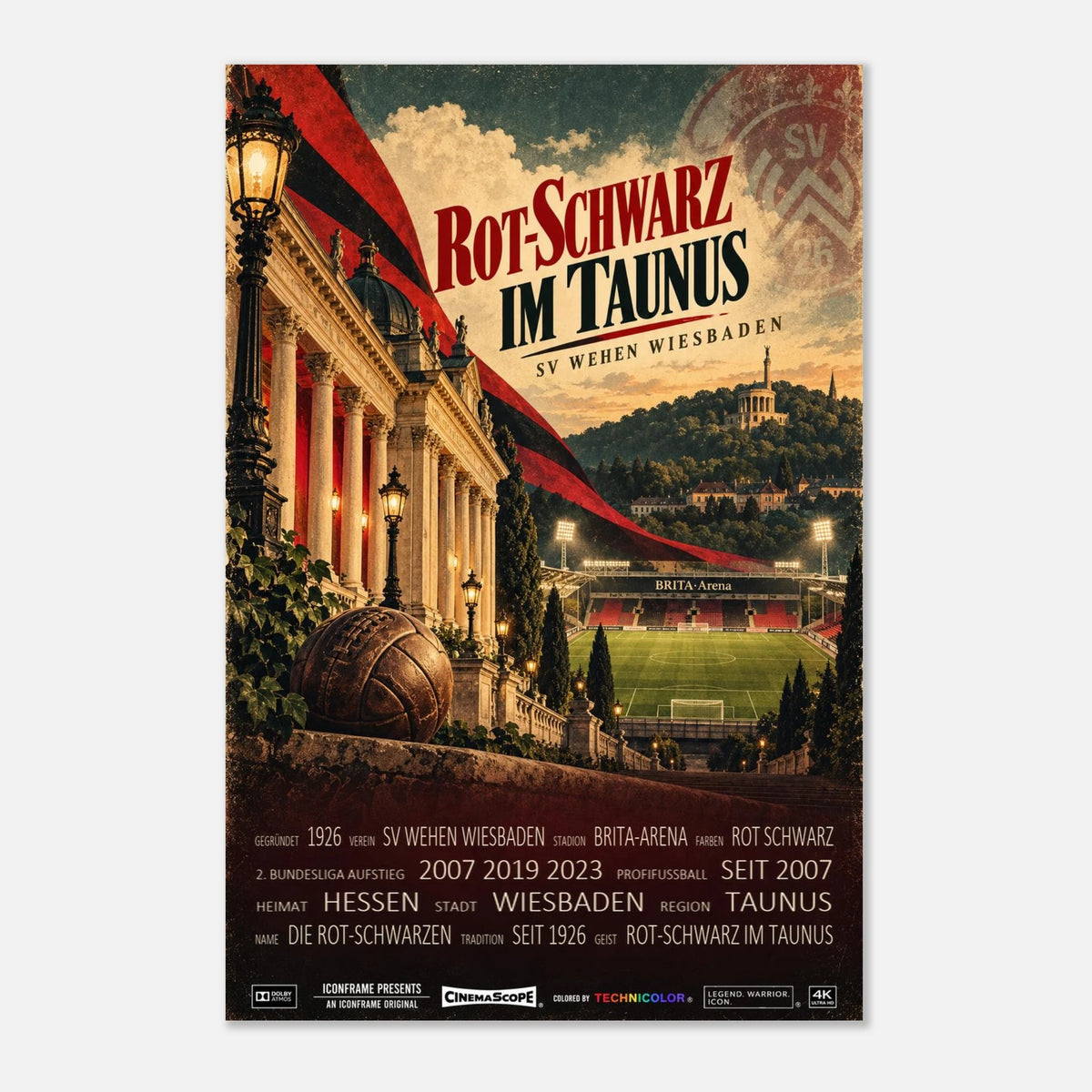 SV Wehen Wiesbaden Poster „Rot-Schwarz im Taunus“ – 60 × 90 cm, ohne Rahmen