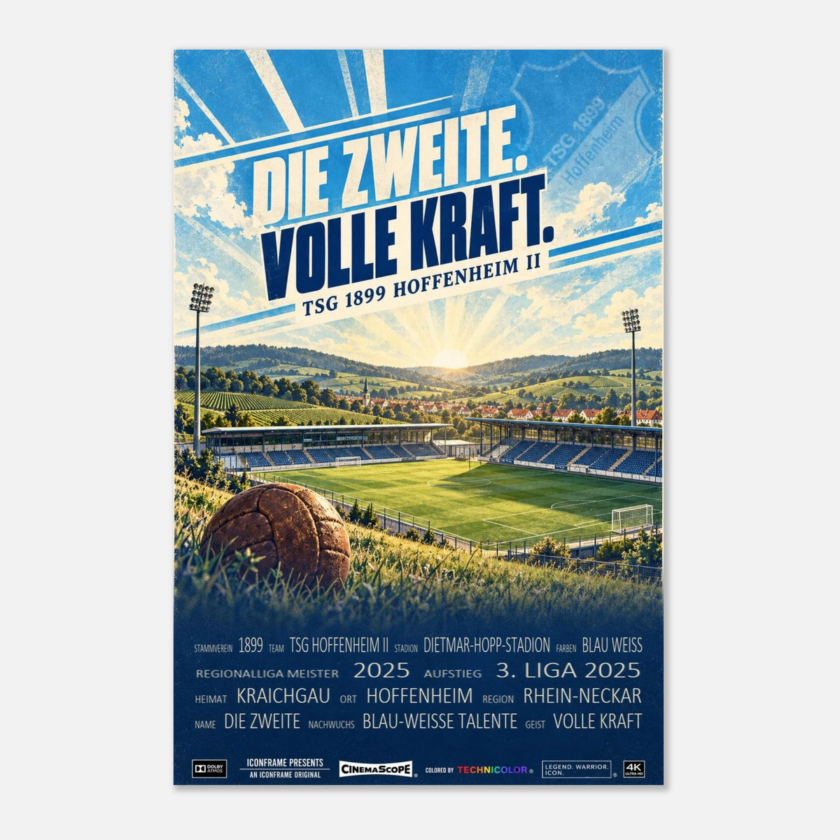 TSG 1899 Hoffenheim II Poster „Die Zweite. Volle Kraft.“ – 40 × 60 cm, ohne Rahmen