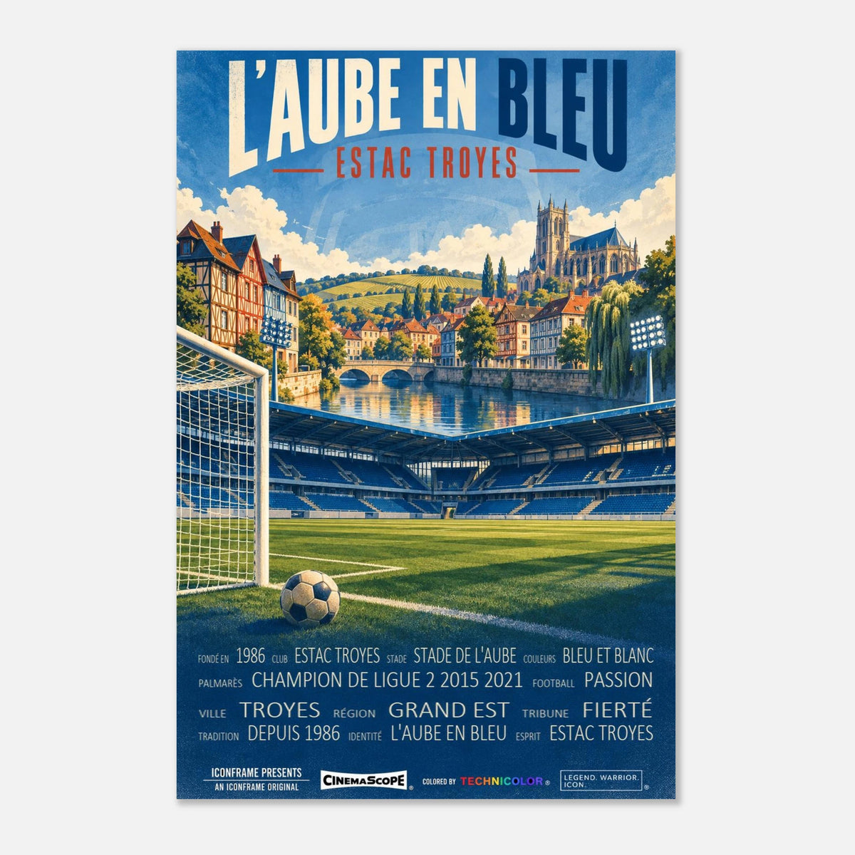 ES Troyes AC Poster „L’Aube en Bleu“ – 40 × 60 cm, ohne Rahmen