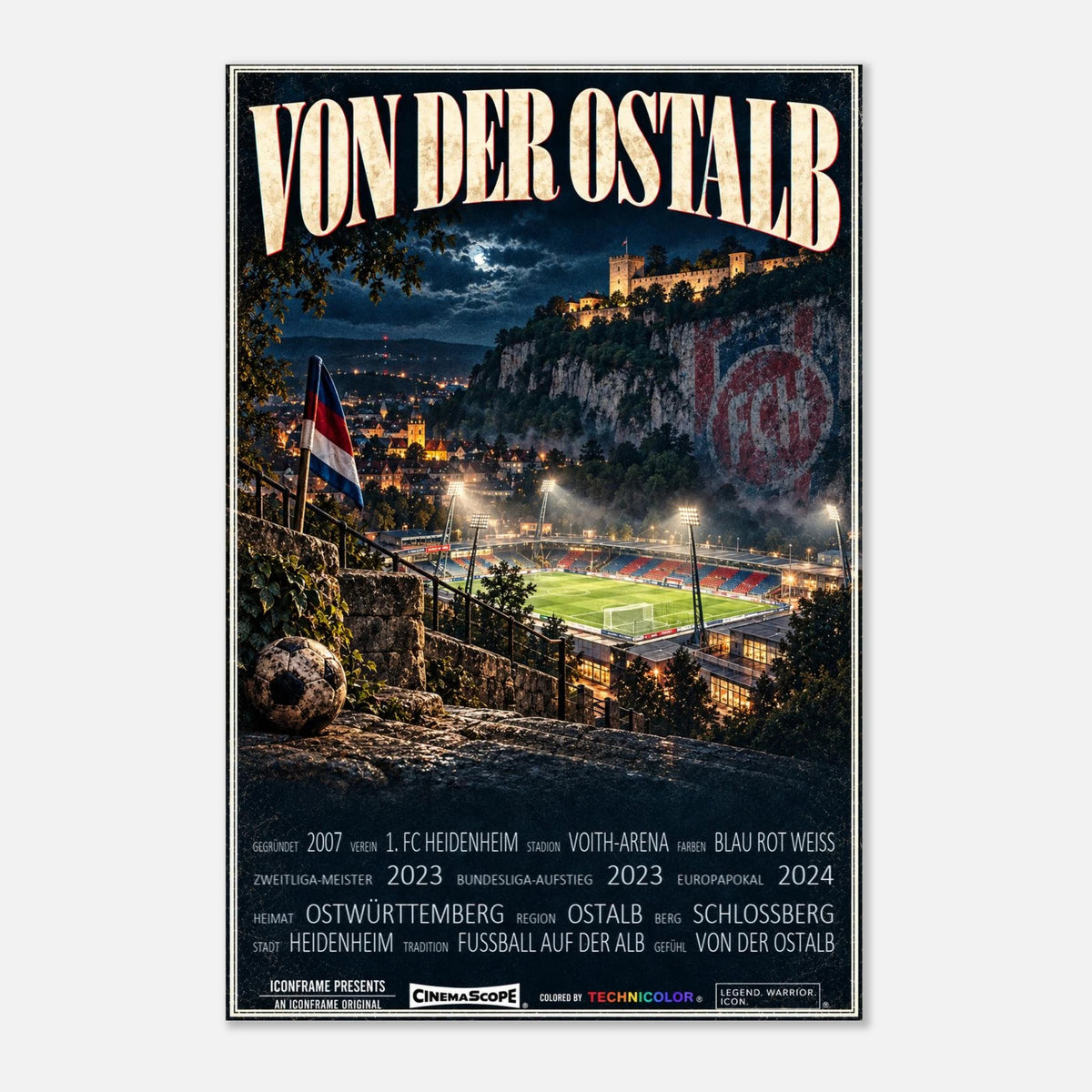 1. FC Heidenheim Poster „Von der Ostalb“ – 40 × 60 cm, ohne Rahmen vor hellem Hintergrund