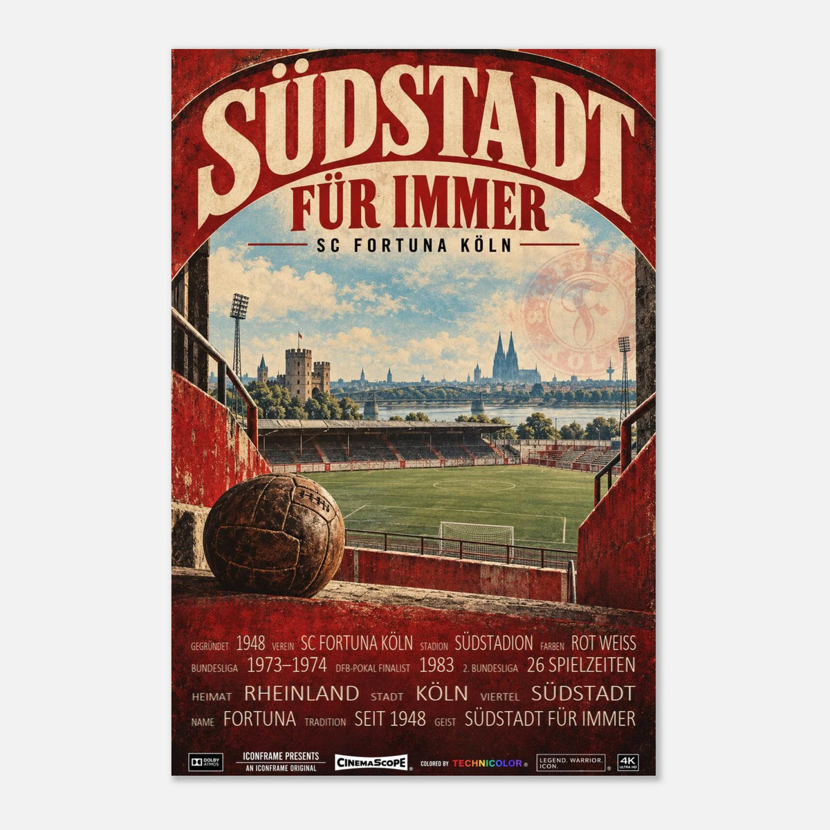 SC Fortuna Köln Poster „Südstadt für immer“ – 30 × 45 cm, ohne Rahmen