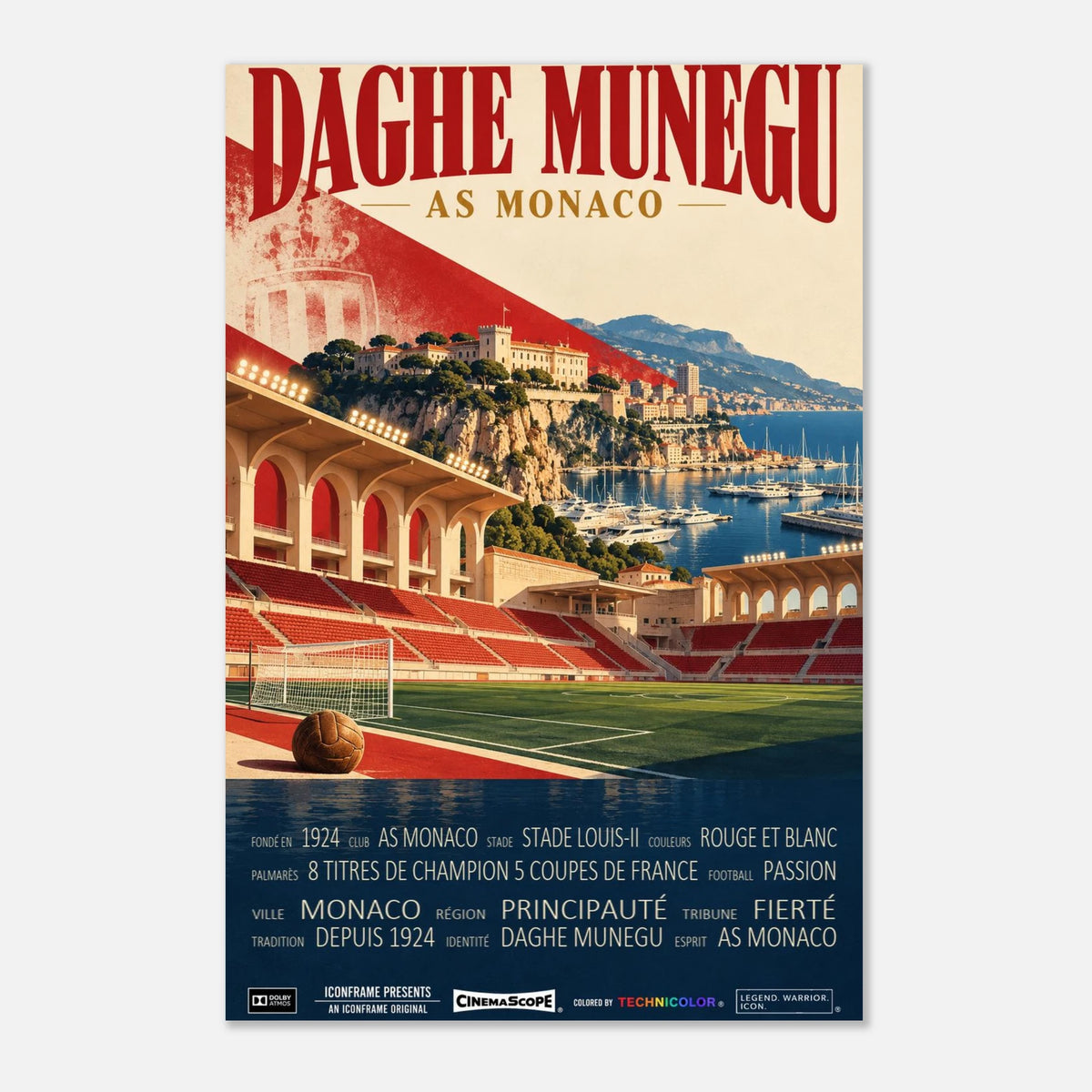 AS Monaco Poster „Daghe Munegu“ – 30 × 45 cm, ohne Rahmen