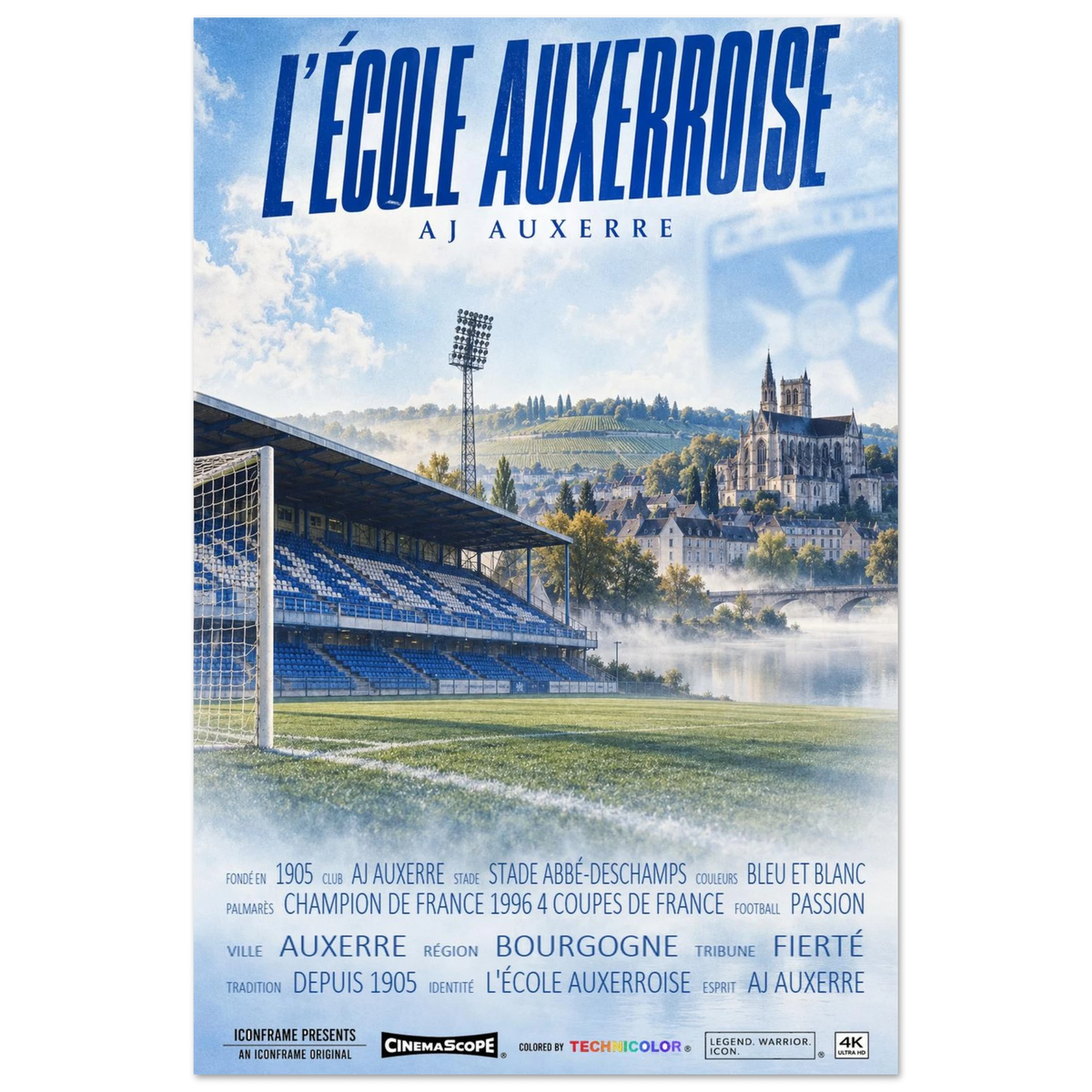 AJ Auxerre Poster „L’École Auxerroise“ – 60 × 90 cm, ohne Rahmen