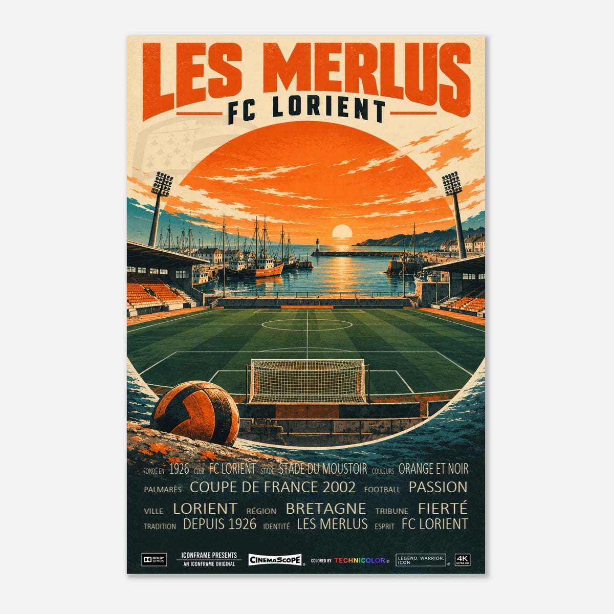 FC Lorient Poster „Les Merlus“ – 60 × 90 cm, ohne Rahmen