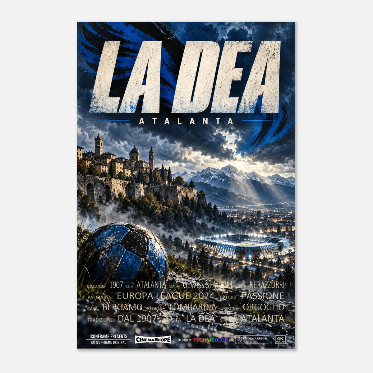 Atalanta Bergamo Poster „La Dea“ – 60 × 90 cm, ohne Rahmen vor hellem Hintergrund
