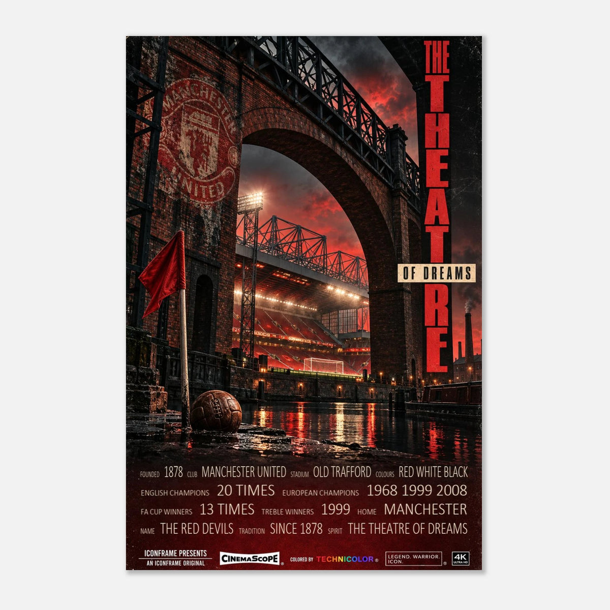 Manchester United Poster „The Theatre of Dreams“ – 30 × 45 cm, ohne Rahmen vor hellem Hintergrund