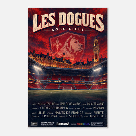 LOSC Lille Poster „Les Dogues“ – 60 × 90 cm, ohne Rahmen