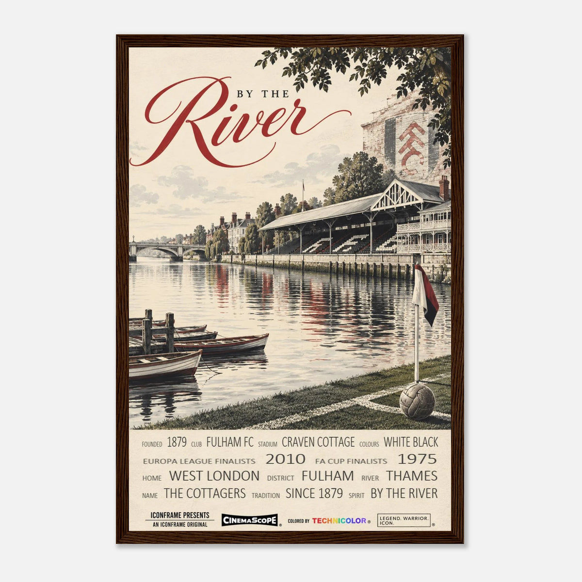 Fulham Poster „By the River“ – 30 × 45 cm, mit dunkelbraunem Holzrahmen vor hellem Hintergrund