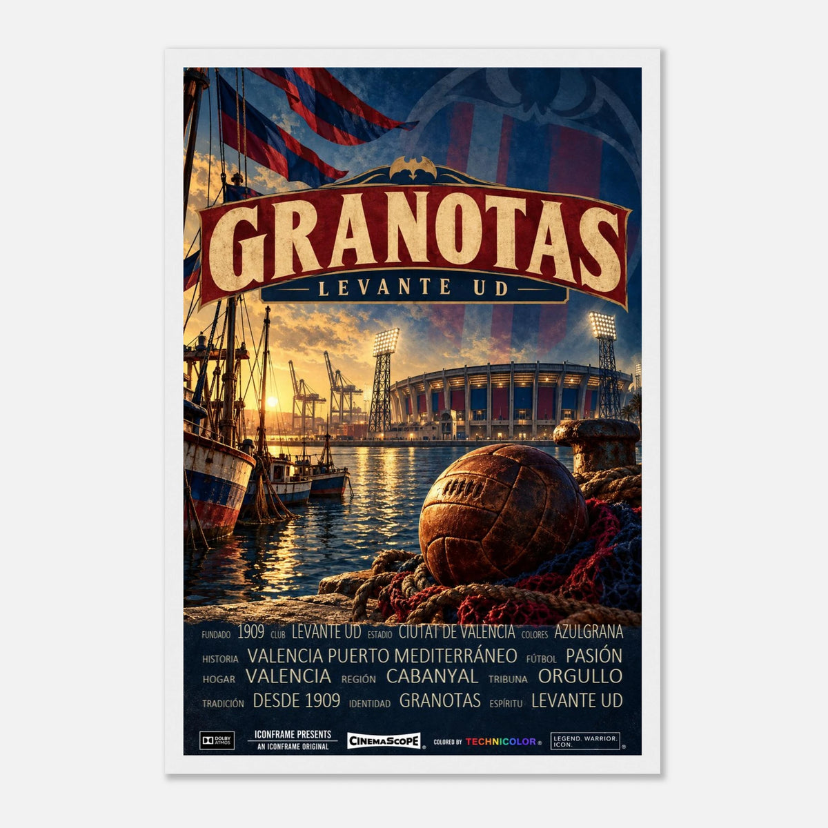 Levante UD Poster „Granotas“ – 30 × 45 cm, mit weißem Holzrahmen vor hellem Hintergrund