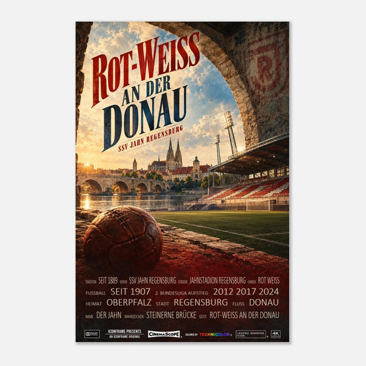 SSV Jahn Regensburg Poster „Rot-Weiss an der Donau“ – 60 × 90 cm, ohne Rahmen