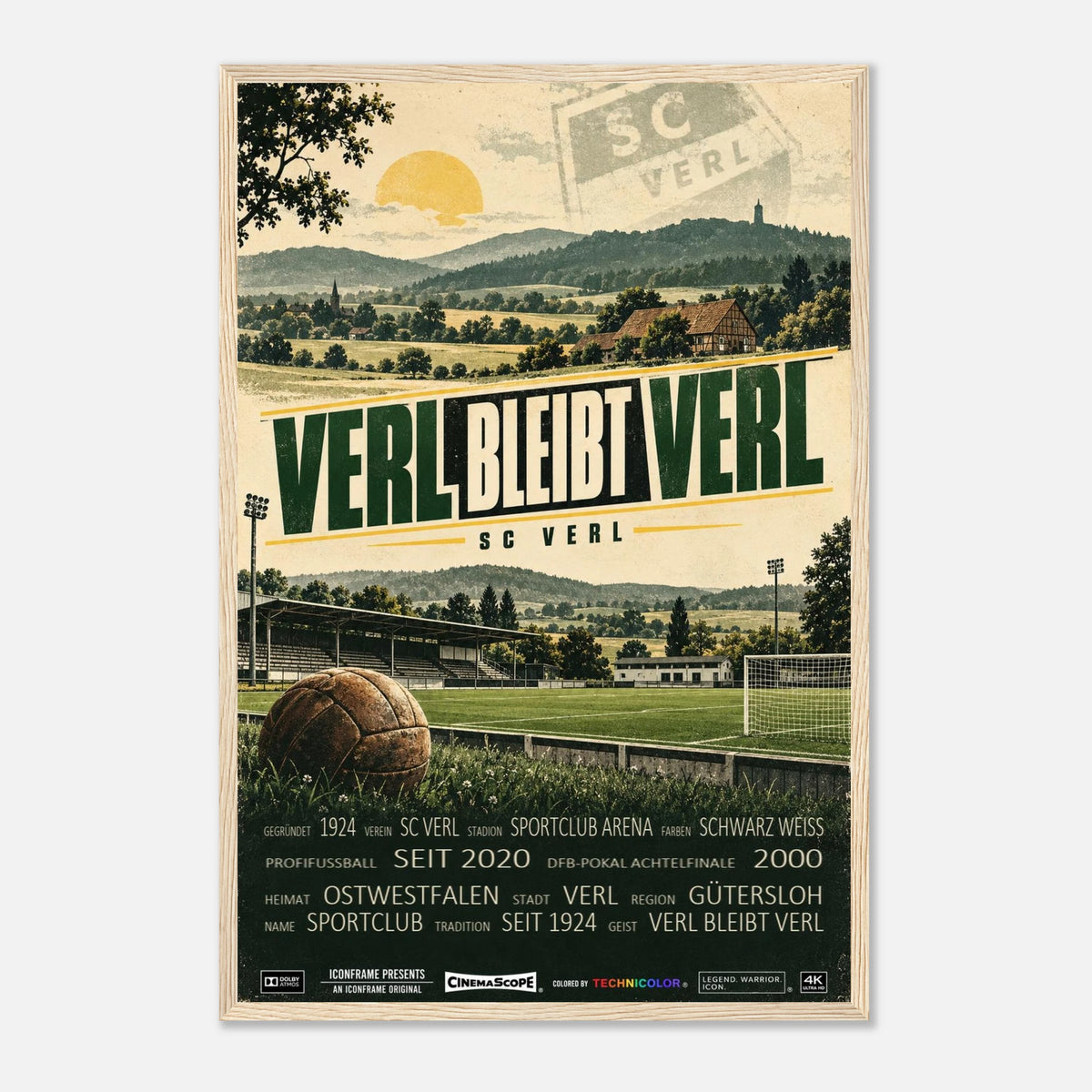 SC Verl Poster „Verl bleibt Verl“ – 40 × 60 cm, mit naturfarbenem Holzrahmen