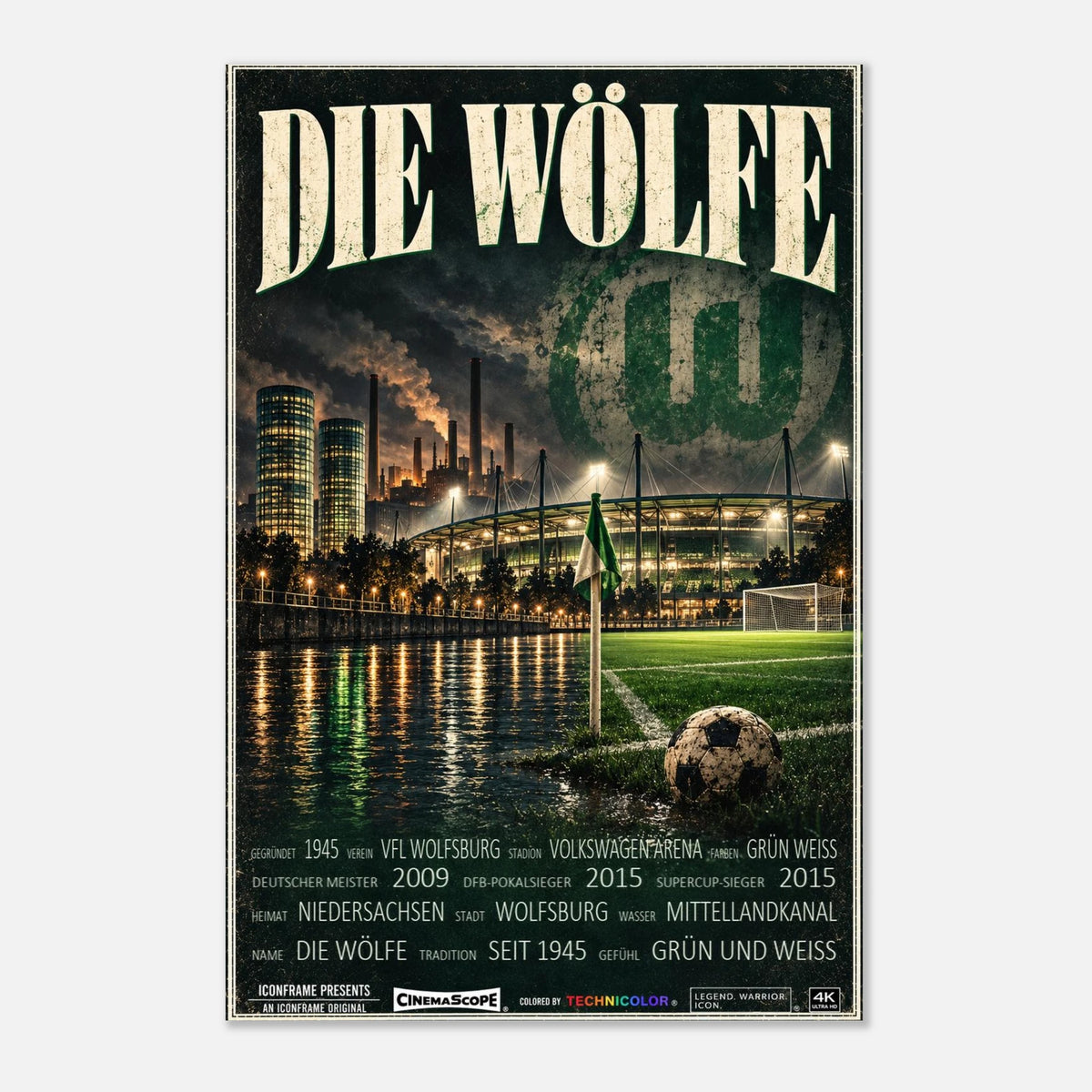VfL Wolfsburg Poster „Die Wölfe“ – 30 × 45 cm, ohne Rahmen vor hellem Hintergrund