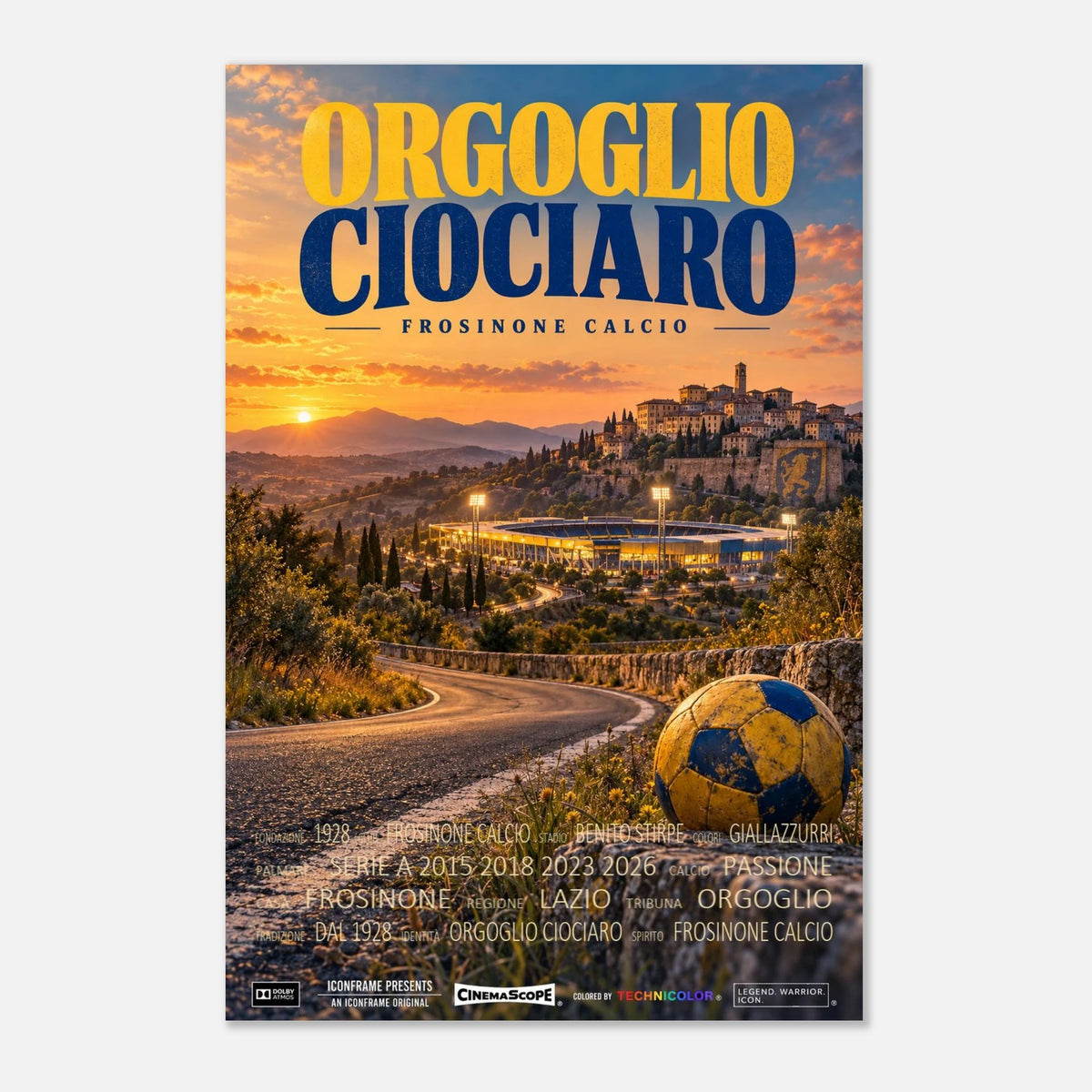 Frosinone Calcio Poster „Orgoglio Ciociaro“ – 60 × 90 cm, ohne Rahmen vor hellem Hintergrund