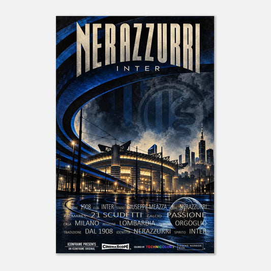 Inter Mailand Poster „Nerazzurri“ – 60 × 90 cm, ohne Rahmen vor hellem Hintergrund