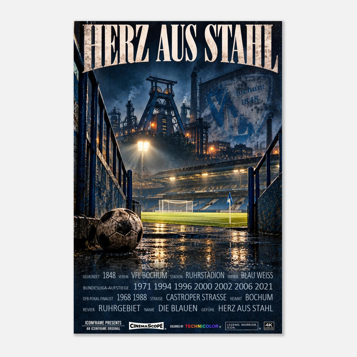 VfL Bochum Poster „Herz aus Stahl“ – 40 × 60 cm, ohne Rahmen vor hellem Hintergrund