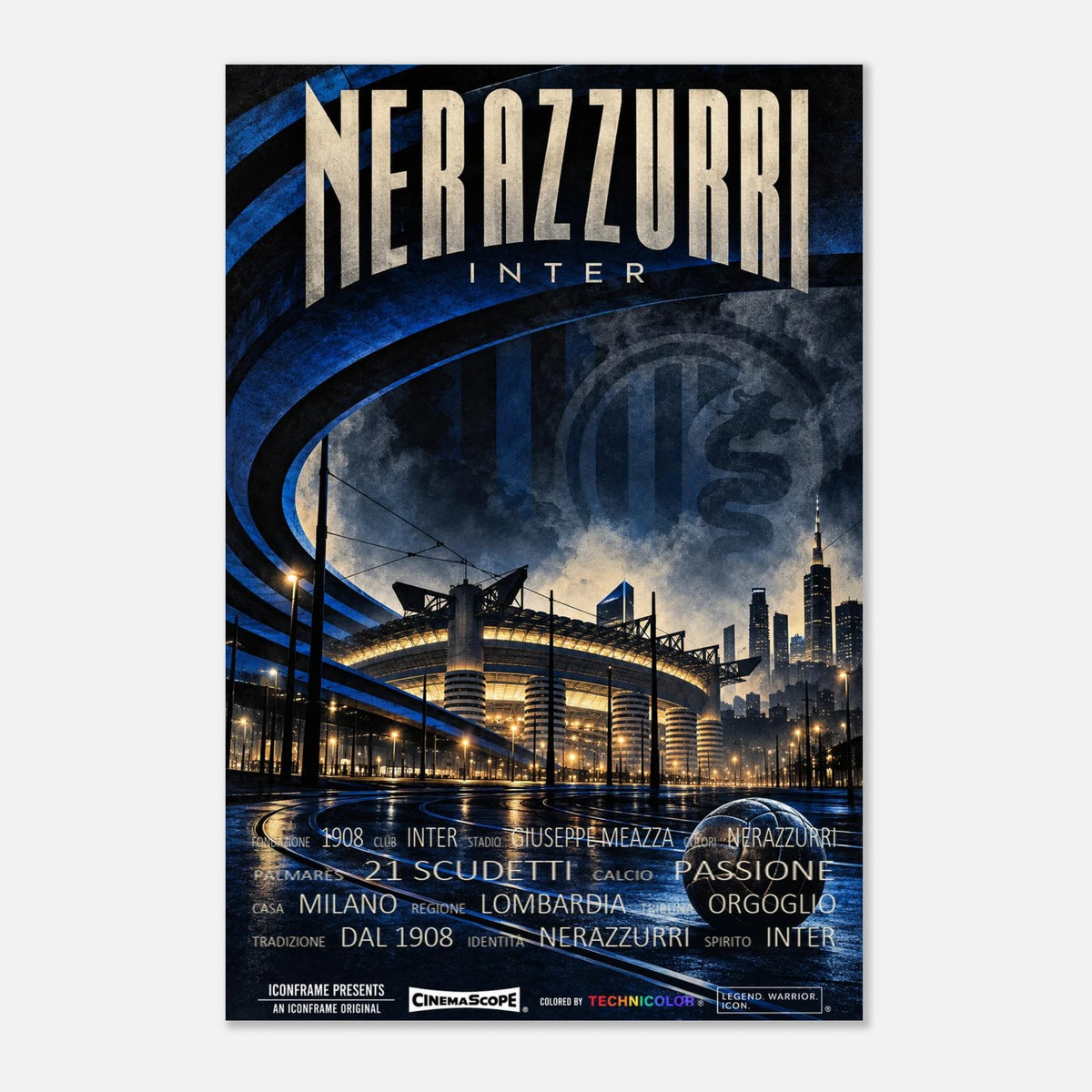 Inter Mailand Poster „Nerazzurri“ – 30 × 45 cm, ohne Rahmen vor hellem Hintergrund