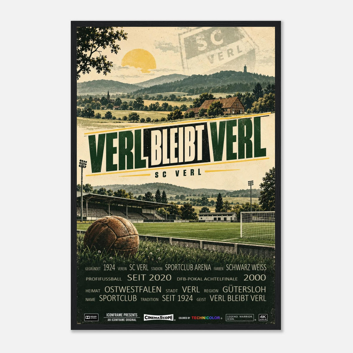 SC Verl Poster „Verl bleibt Verl“ – 40 × 60 cm, mit schwarzem Holzrahmen