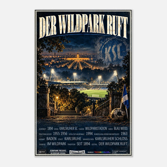 Karlsruher SC Poster „Der Wildpark ruft“ – 60 × 90 cm, ohne Rahmen vor hellem Hintergrund