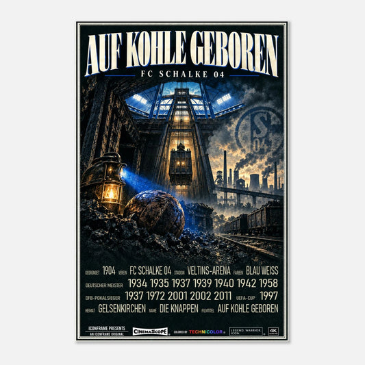 Schalke 04 Poster „Auf Kohle geboren“ – 60 × 90 cm, ohne Rahmen vor hellem Hintergrund