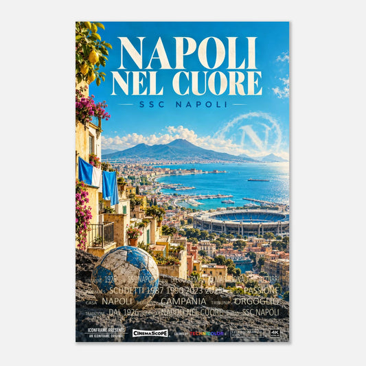 SSC Neapel Poster „Napoli nel Cuore“ – 60 × 90 cm, ohne Rahmen vor hellem Hintergrund