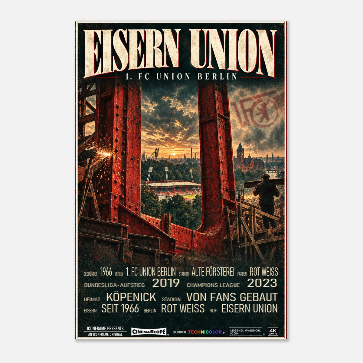 Union Berlin Poster „Eisern Union“ – 30 × 45 cm, ohne Rahmen vor hellem Hintergrund