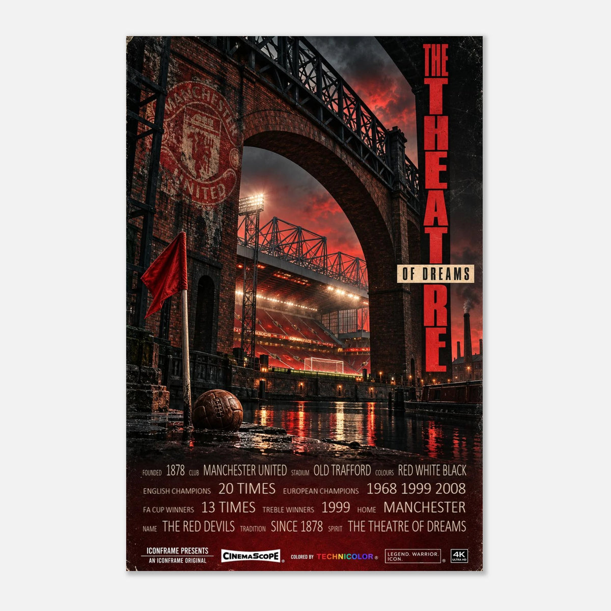 Manchester United Poster „The Theatre of Dreams“ – 60 × 90 cm, ohne Rahmen vor hellem Hintergrund