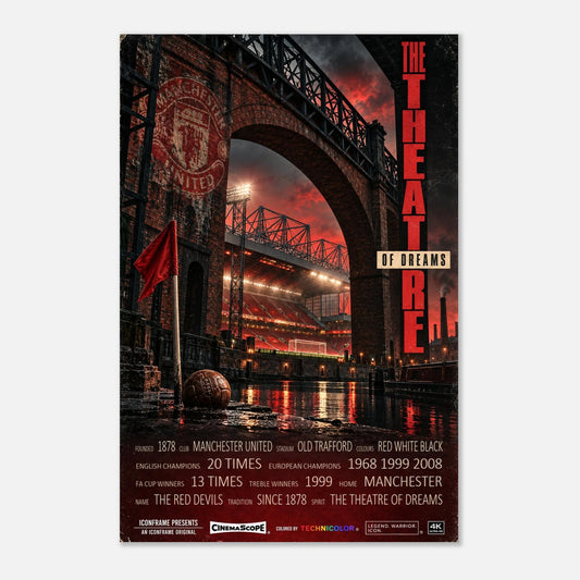 Manchester United Poster „The Theatre of Dreams“ – 60 × 90 cm, ohne Rahmen vor hellem Hintergrund