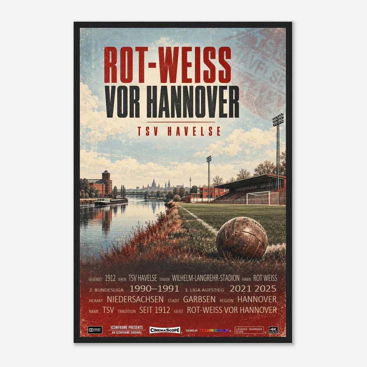 TSV Havelse Poster „Rot-Weiss vor Hannover“ – 40 × 60 cm, mit schwarzem Holzrahmen