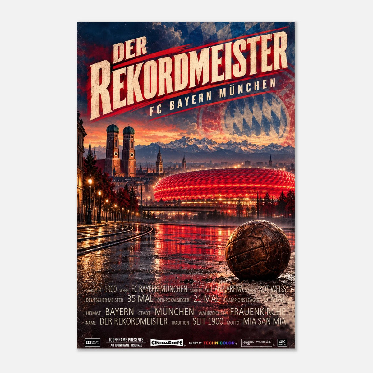 Bayern München Poster „Der Rekordmeister“ – 30 × 45 cm, ohne Rahmen